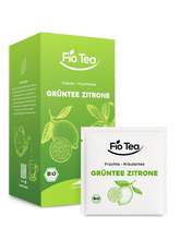 Lade das Bild in den Galerie-Viewer, Kompostierbare Pyramidenbeutel Bio Grüntee Zitrone - plastikfreie nachhaltige Teeverpackung Fio Tea