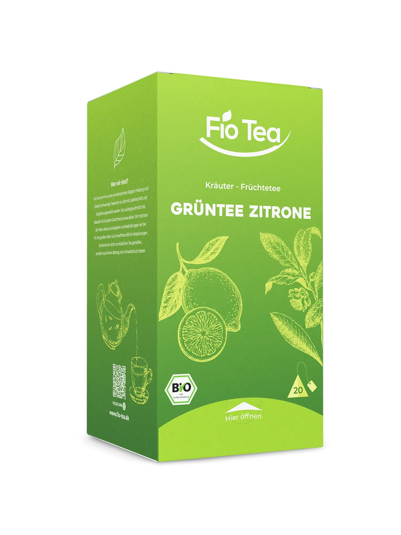 Bio Grüntee Zitrone aus Baden-Württemberg - nachhaltiger erfrischender Grüntee mit Zitrusaroma von Fio Tea